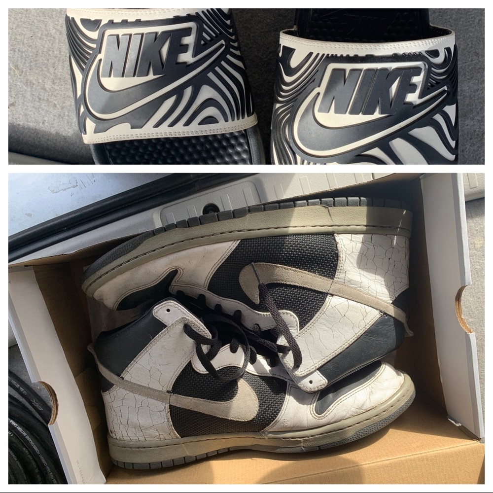 Nike dunk and Nike slides sz15